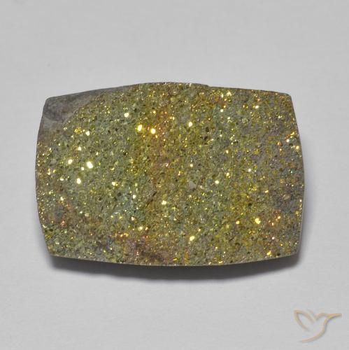 11.13ct 天然 彩色 彩虹黄铁矿, 狭长方形, 不透明