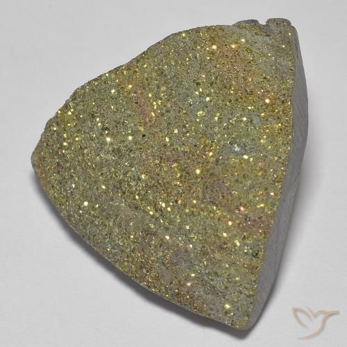 20.89克拉天然彩虹黄铁矿，胖三角形，不透明