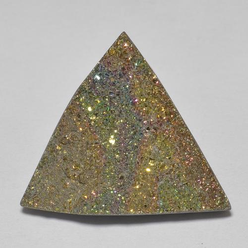 8.17ct 天然 彩色 彩虹黄铁矿, 胖三角形, 不透明