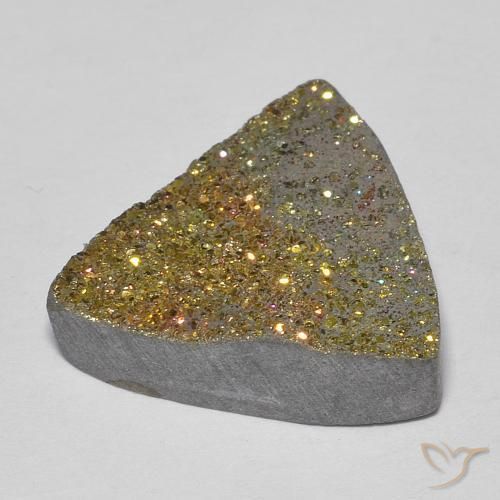 6.78克拉天然彩虹黄铁矿，胖三角形，不透明