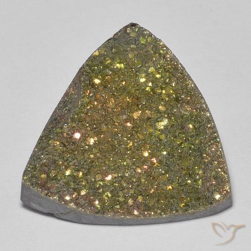 7.70ct 天然 彩色 彩虹黄铁矿, 胖三角形, 不透明