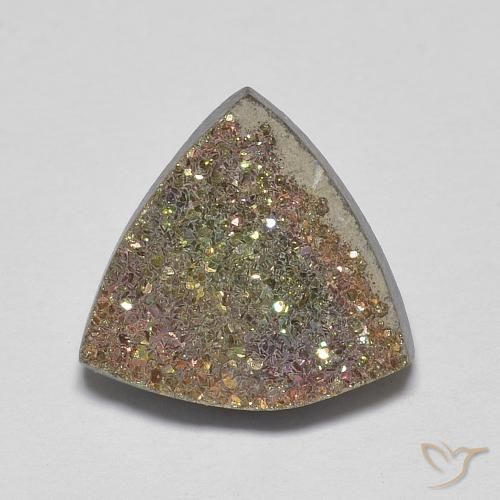 4.47ct 天然 彩色 彩虹黄铁矿, 胖三角形, 不透明