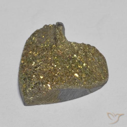 12.01克拉天然彩虹黄铁矿，心形，不透明