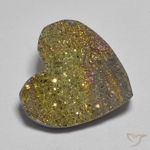 9.02ct 天然 彩色 彩虹黄铁矿, 心形, 不透明