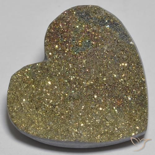 29.66ct 天然 彩色 彩虹黄铁矿, 心形, 不透明