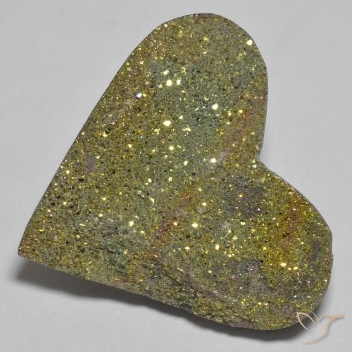 18.98ct 天然 彩色 彩虹黄铁矿, 心形, 不透明