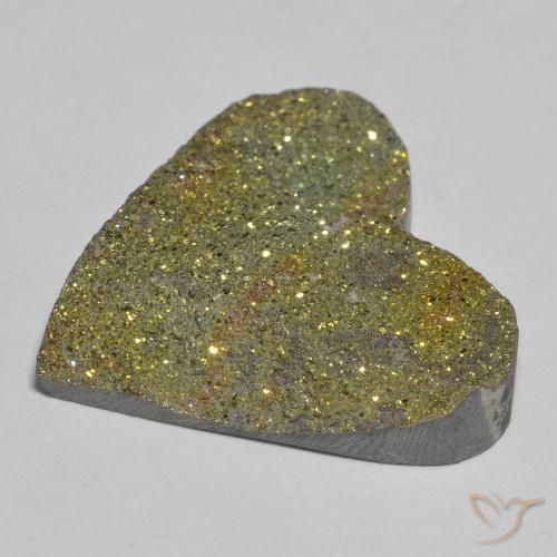 18.98克拉天然彩虹黄铁矿，心形，不透明