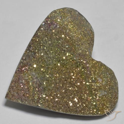 26.42ct 天然 彩色 彩虹黄铁矿, 心形, 不透明