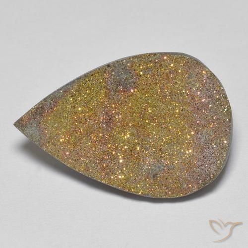 13.57ct 天然 彩色 彩虹黄铁矿, 梨形, 不透明