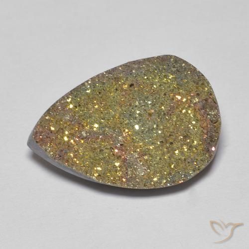 8.05ct 天然 彩色 彩虹黄铁矿, 梨形, 不透明