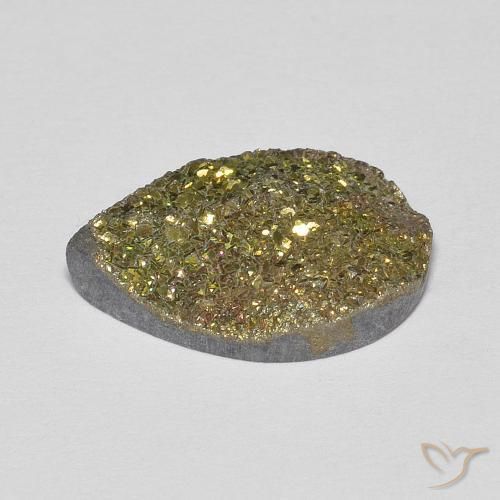 4.77克拉天然彩虹黄铁矿，梨形，不透明