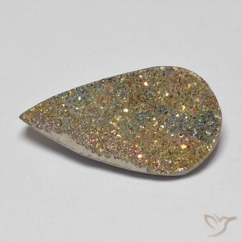 8.68ct 天然 彩色 彩虹黄铁矿, 梨形, 不透明