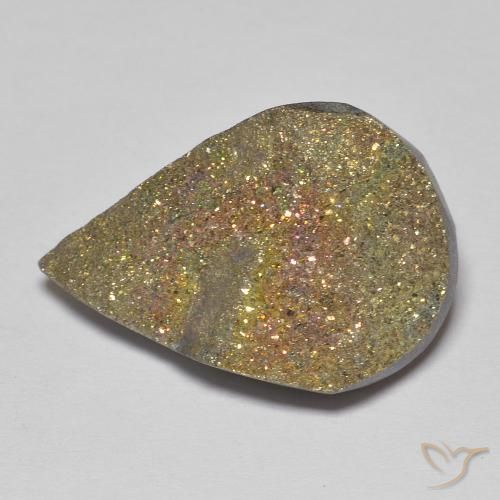 14.54ct 天然 彩色 彩虹黄铁矿, 梨形, 不透明