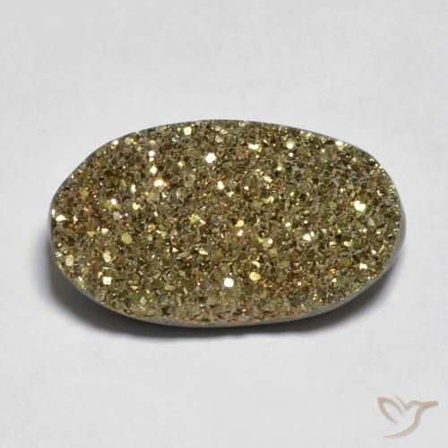 10.10ct 天然 彩色 彩虹黄铁矿, 椭圆形, 不透明