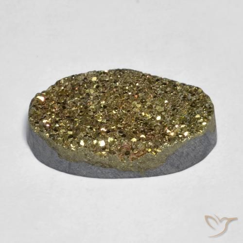 10.10克拉天然彩虹黄铁矿，椭圆形，不透明