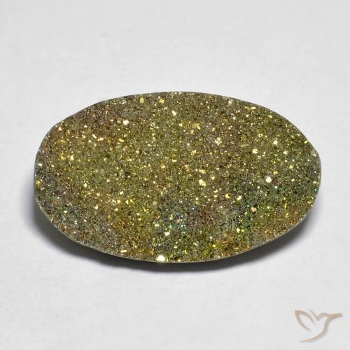 10.83ct 天然 彩色 彩虹黄铁矿, 椭圆形, 不透明