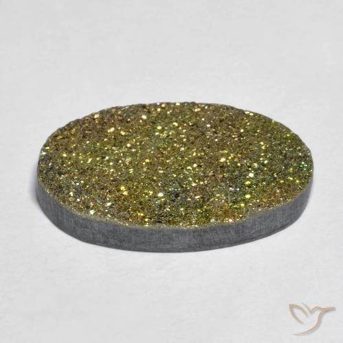 10.83克拉天然彩虹黄铁矿，椭圆形，不透明