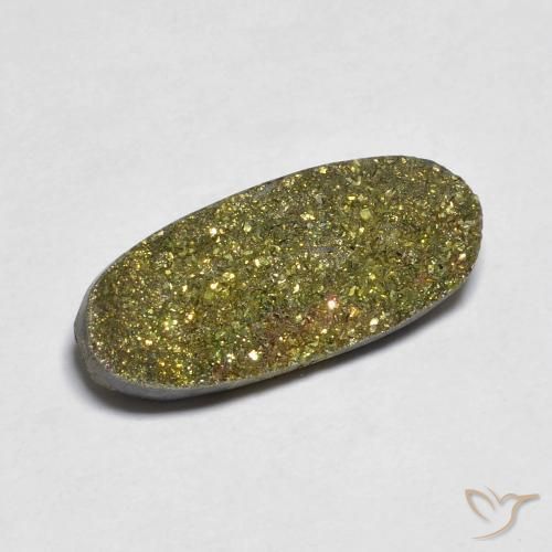 7.24ct 天然 彩色 彩虹黄铁矿, 椭圆形, 不透明
