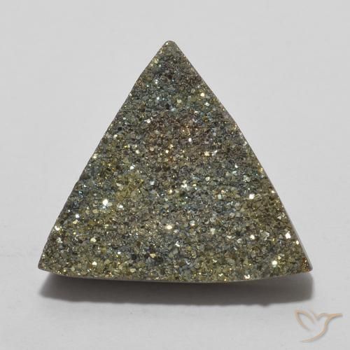 5.62ct 天然 彩色 彩虹黄铁矿, 胖三角形, 不透明