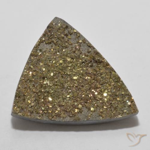 14.30ct 天然 彩色 彩虹黄铁矿, 胖三角形, 不透明