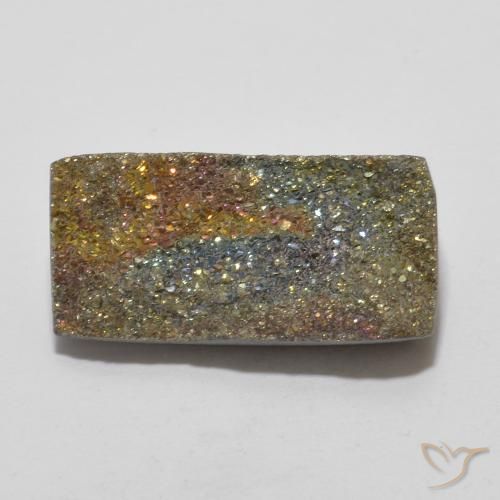 5.59ct 天然 彩色 彩虹黄铁矿, 狭长方形, 不透明