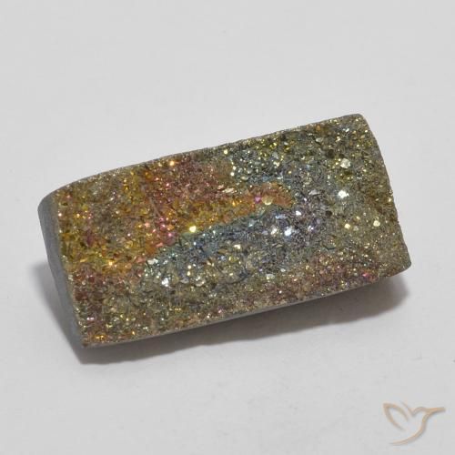 5.59克拉天然彩虹黄铁矿，狭长方形，不透明