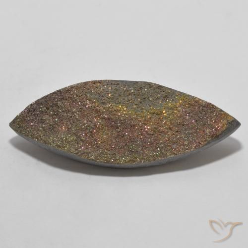 15.09ct 天然 彩色 彩虹黄铁矿, 榄尖形, 不透明