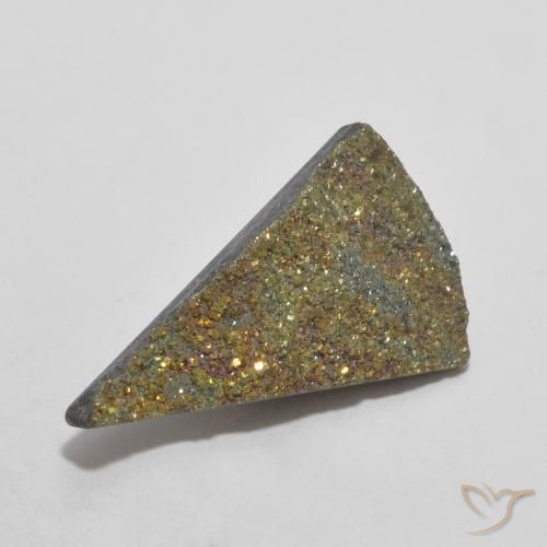 4.43克拉天然彩虹黄铁矿，胖三角形，不透明