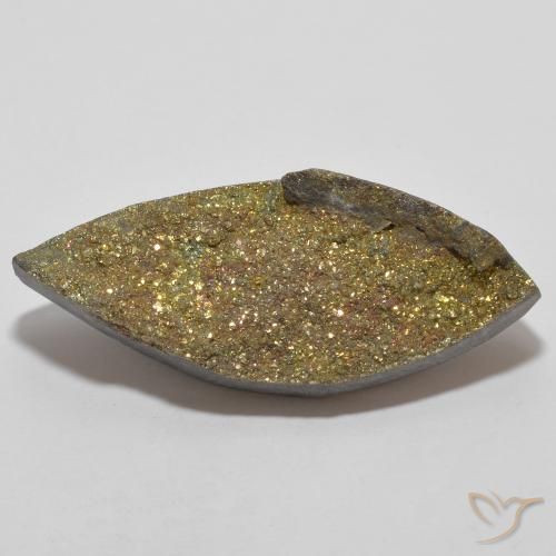 13.66ct 天然 彩色 彩虹黄铁矿, 榄尖形, 不透明
