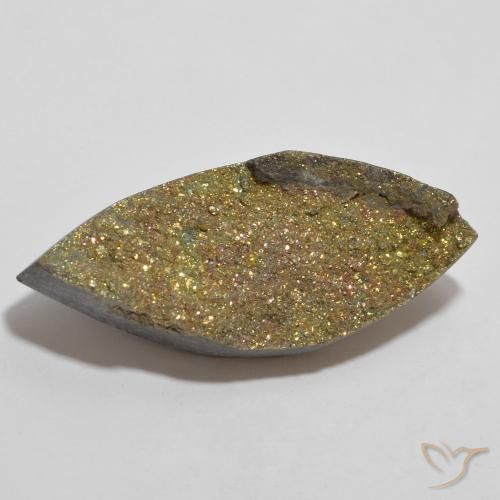 13.66克拉天然彩虹黄铁矿，榄尖形，不透明