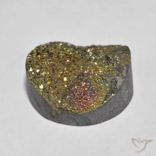 13.50克拉天然彩虹黄铁矿，圆形的，不透明