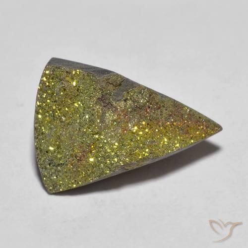 5.95ct 天然 彩色 彩虹黄铁矿, 胖三角形, 不透明