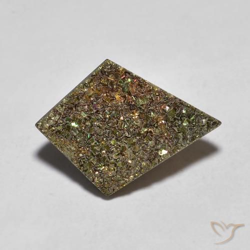 4.77克拉天然彩虹黄铁矿，花式切割，不透明