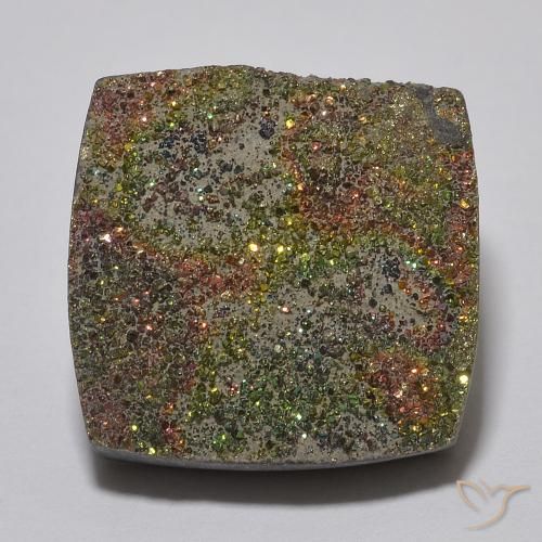9.32ct 天然 彩色 彩虹黄铁矿, 正方形, 不透明