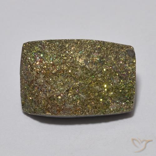 5.28ct 天然 彩色 彩虹黄铁矿, 狭长方形, 不透明