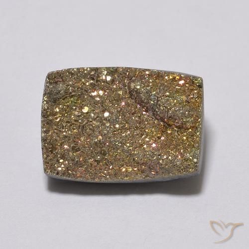 4.20ct 天然 彩色 彩虹黄铁矿, 狭长方形, 不透明