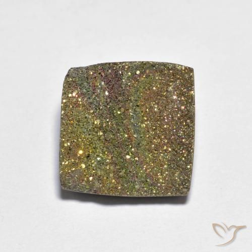 8.26ct 天然 彩色 彩虹黄铁矿, 正方形, 不透明