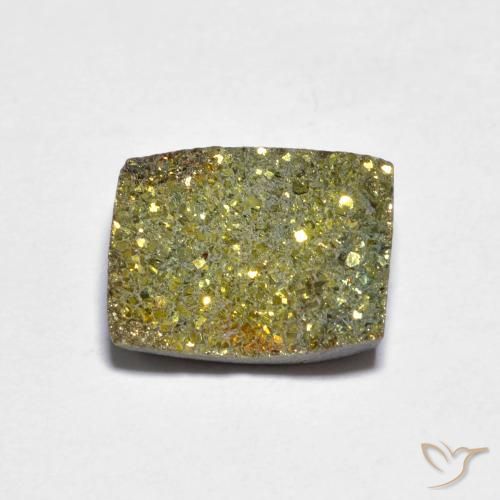 4.03克拉天然多色彩虹黄铁矿，长方形切工，11.7×9毫米，不透明