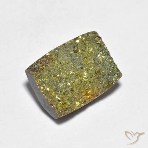 4.03克拉天然多色彩虹黄铁矿，长方形切工，11.7×9毫米，不透明