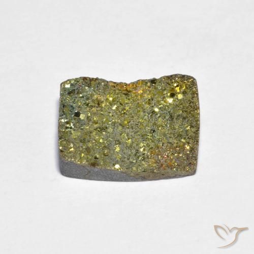 4.03克拉天然多色彩虹黄铁矿，长方形切工，11.7×9毫米，不透明