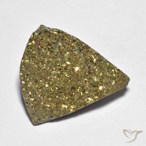 8.41ct 天然 彩色 彩虹黄铁矿, 胖三角形, 不透明