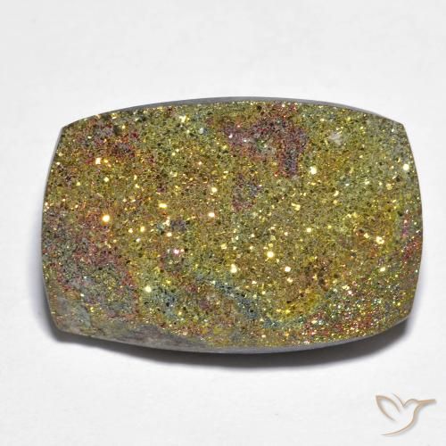 18.08ct 天然 彩色 彩虹黄铁矿, 狭长方形, 不透明