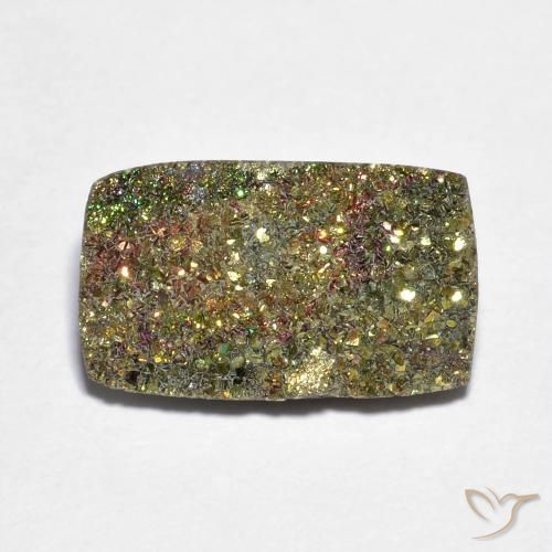 4.15克拉天然多色彩虹黄铁矿，长方形切工，13.8×8.3毫米，不透明