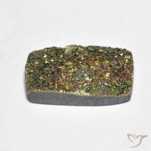 4.15克拉天然多色彩虹黄铁矿，长方形切工，13.8×8.3毫米，不透明