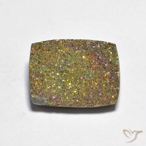 7.95ct 天然 彩色 彩虹黄铁矿, 狭长方形, 不透明