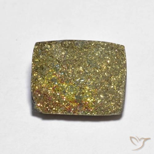 6.27ct 天然 彩色 彩虹黄铁矿, 狭长方形, 不透明