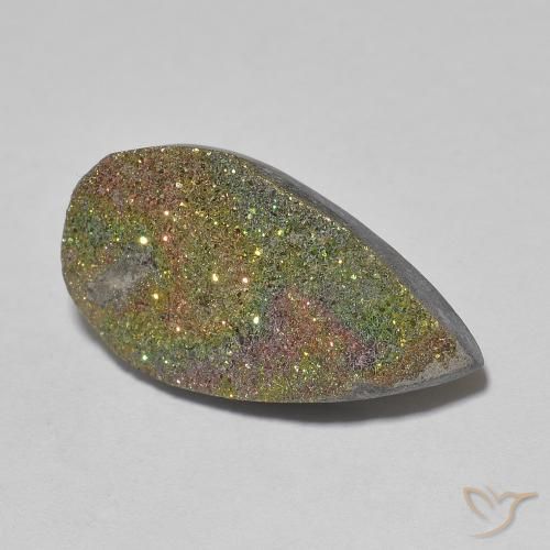 8.03ct 天然 彩色 彩虹黄铁矿, 梨形, 不透明