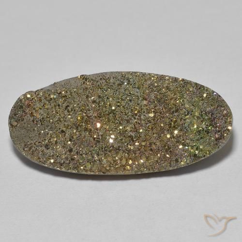 9.77ct 天然 彩色 彩虹黄铁矿, 椭圆形, 不透明
