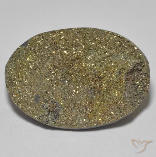 18.68ct 天然 彩色 彩虹黄铁矿, 椭圆形, 不透明