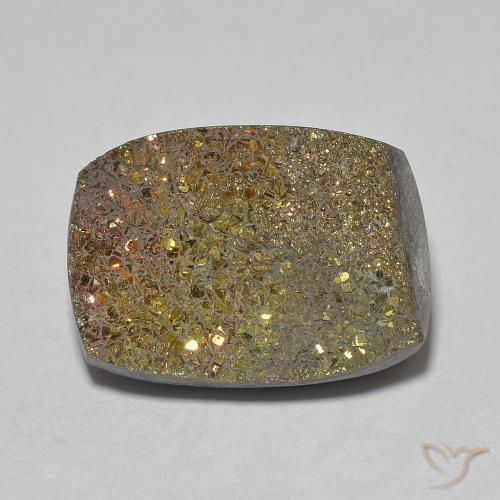 8.00ct 天然 彩色 彩虹黄铁矿, 软垫, 不透明